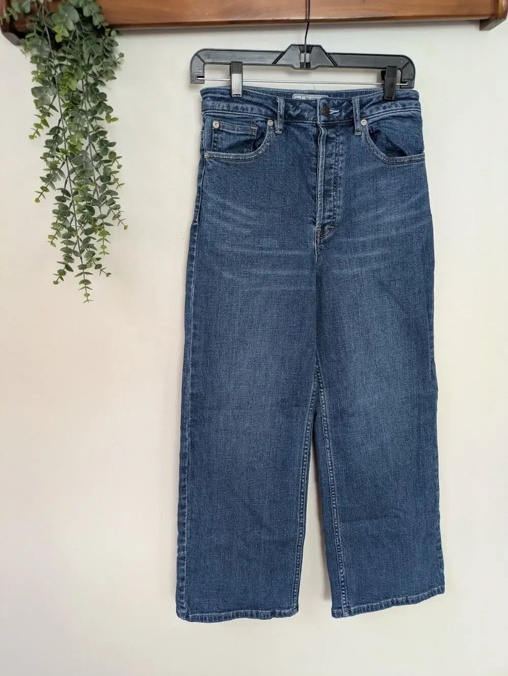 Free People We The Free Wide Leg Straight Jeans Medium Wash Size 27